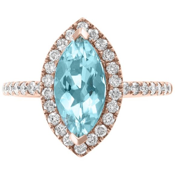 $3950 / NEW / Effy 14K Gold 1.7 CT Aquamarine & Diamond Ring